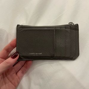Saint Laurent Grey Leather Card Holder Wallet
